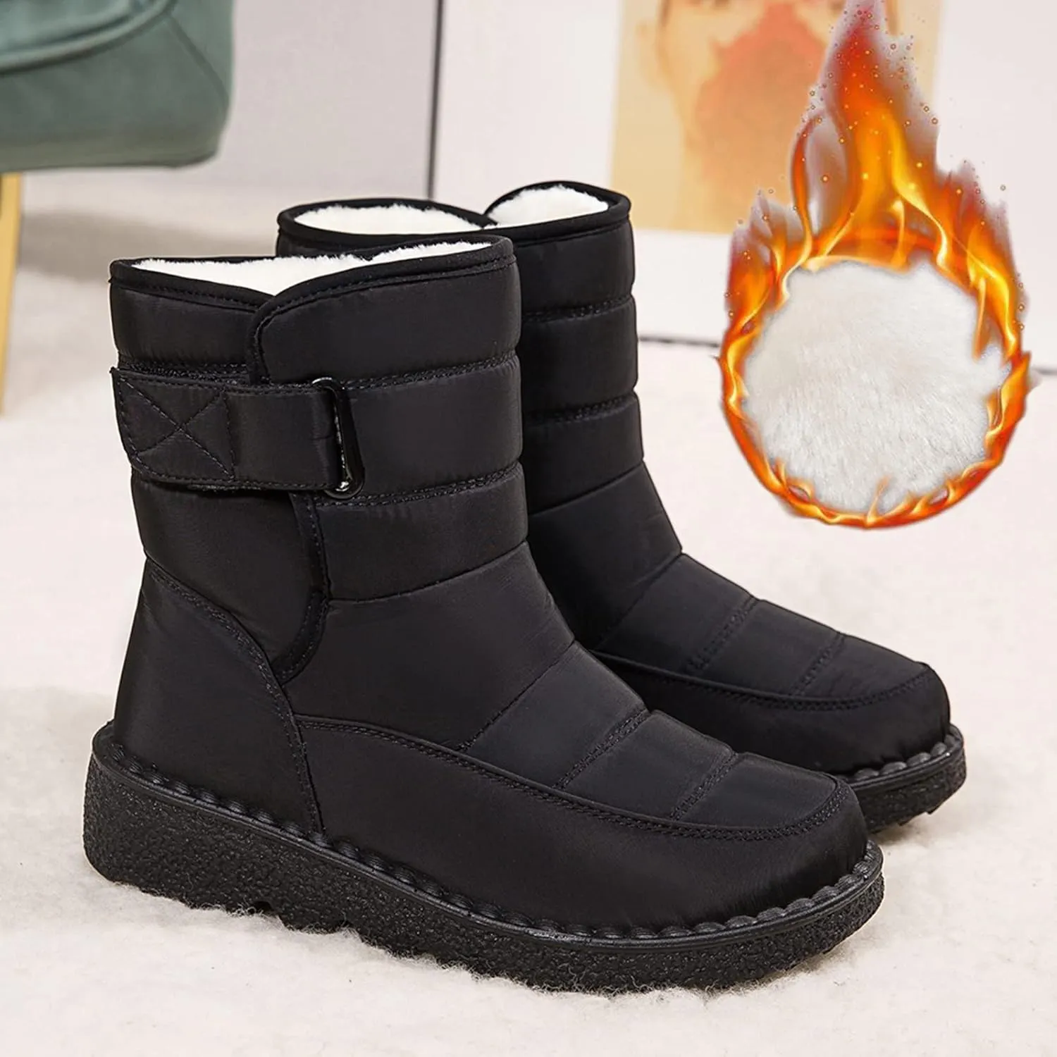 Snow Boots for Women Womens Winter Boots Warm Thick Bottom Wide Calf Women Winter Boots Outdoor with Buckle Comfy