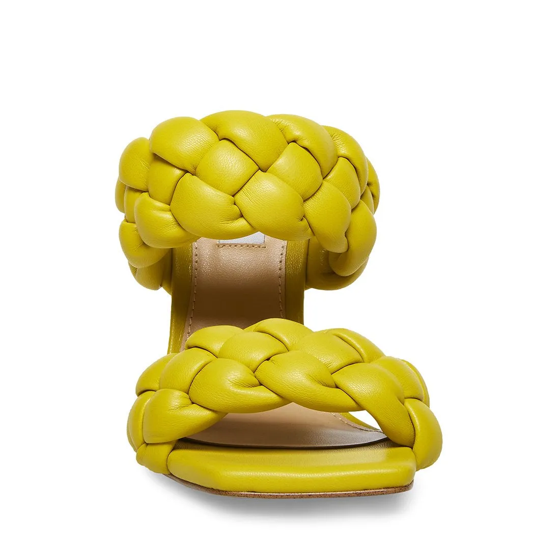 Steve Madden Kenley Citron Open Rounded Toe Slip On High Heel Braided Sandal