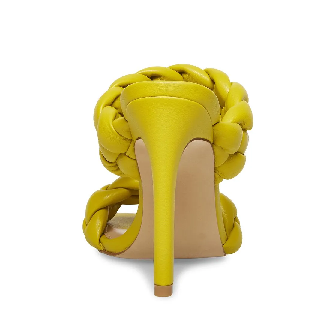 Steve Madden Kenley Citron Open Rounded Toe Slip On High Heel Braided Sandal