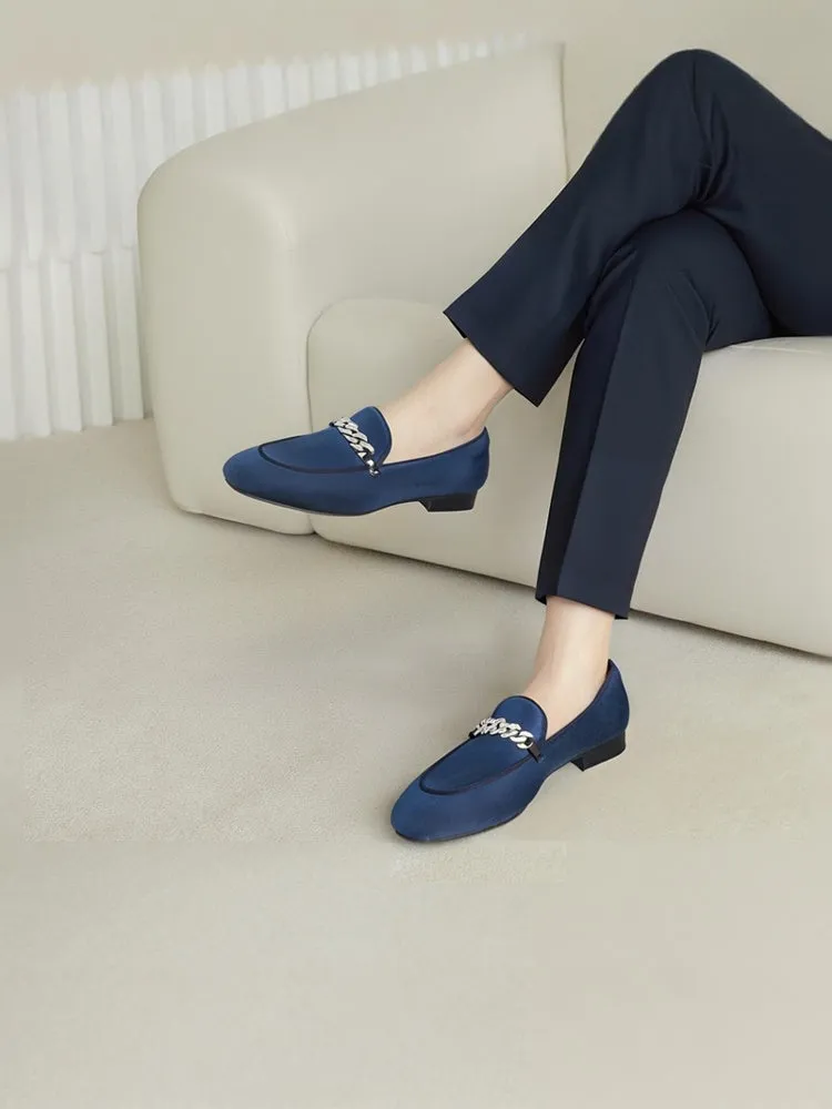 Summer new four-color imported genuine velvet men's smoking loafers with the same style as the big brand's crystal diamond buckle slip-on slip-ons