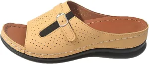 Summer Sandals for Women 2025 Platform Wedge Comfortable Arch Support Slides Open Toe Wide Width Orthotic Leather Sandals