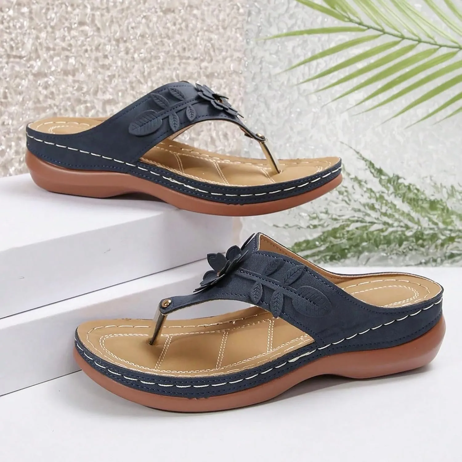 Summer Sandals for Women 2025 Trendy Comfortable Walking Sandal Cushion Platform Orthopedic Slides with Arch Support Flip Flops Dressy Slip on Thong Shoes Casual