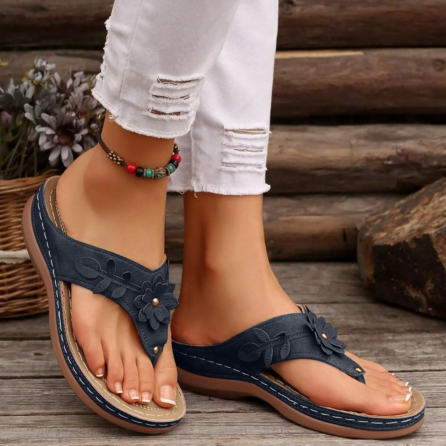 Summer Sandals for Women 2025 Trendy Comfortable Walking Sandal Cushion Platform Orthopedic Slides with Arch Support Flip Flops Dressy Slip on Thong Shoes Casual