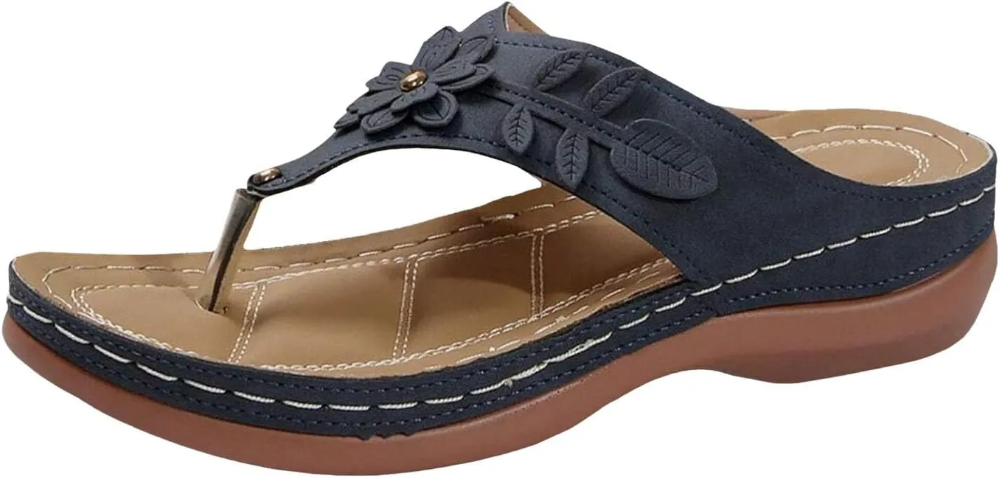 Summer Sandals for Women 2025 Trendy Comfortable Walking Sandal Cushion Platform Orthopedic Slides with Arch Support Flip Flops Dressy Slip on Thong Shoes Casual
