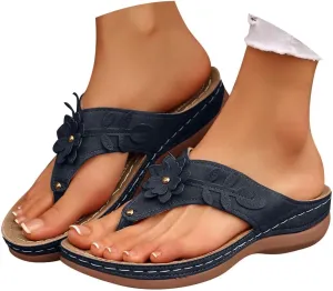 Summer Sandals for Women 2025 Trendy Comfortable Walking Sandal Cushion Platform Orthopedic Slides with Arch Support Flip Flops Dressy Slip on Thong Shoes Casual