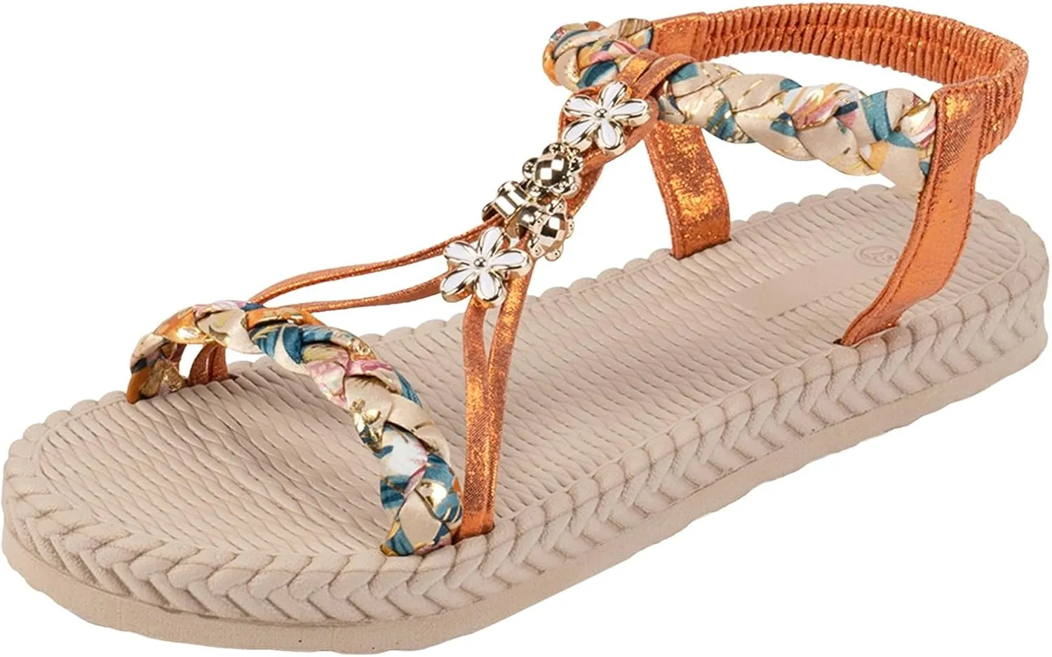 Summer Sandals for Women 2025 Trendy Dressy Womens Low Wedge Heels Sandal Shoes Platform Wedges Shoe Comfort Walking Non Slip Casual Beach Shoes Ankle Elastic Bohemian Woven Sandals