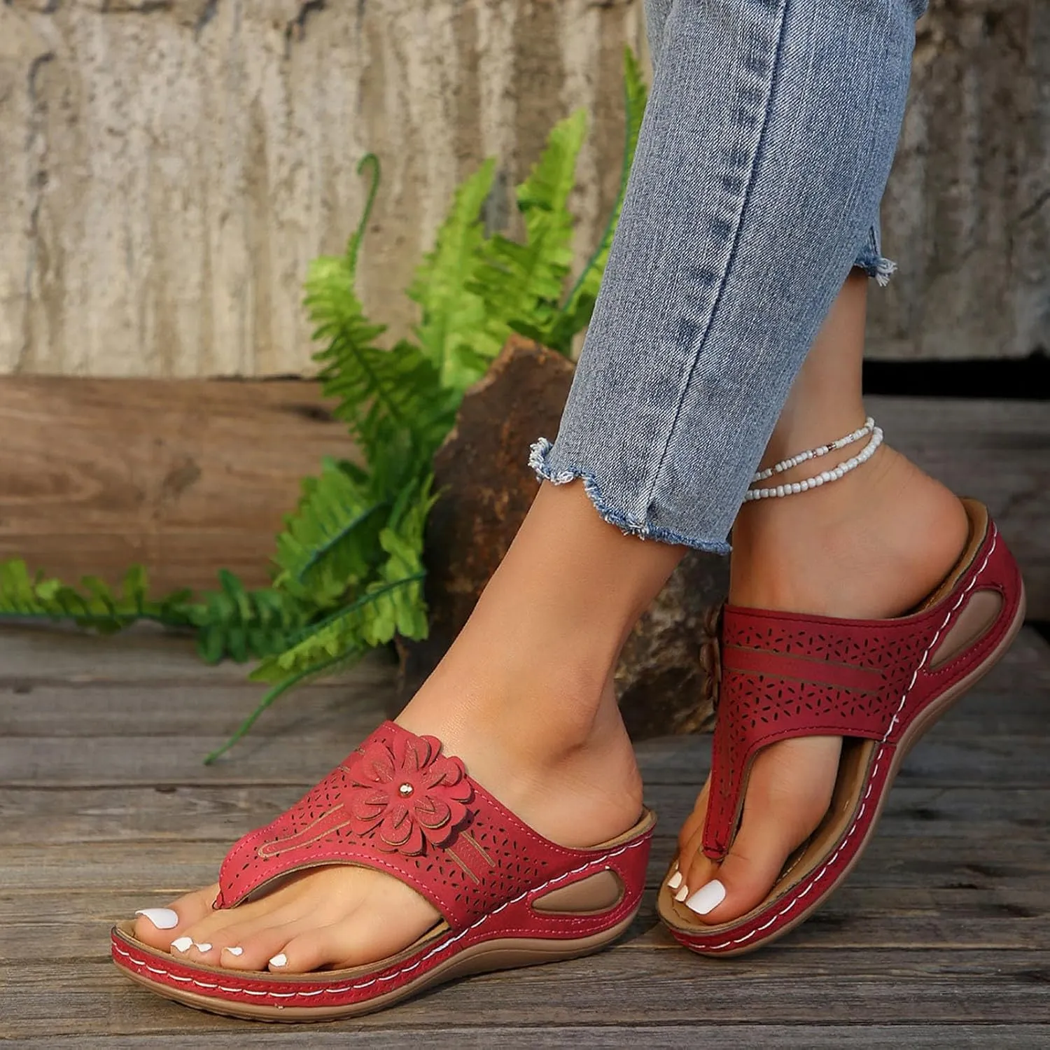 Summer Sandals for Women 2025 Womens Orthopedic Dressy Comfortable Sandal Arch Support Wedge Sandals Non Slip Flip Flops Shoes for Vacation Party