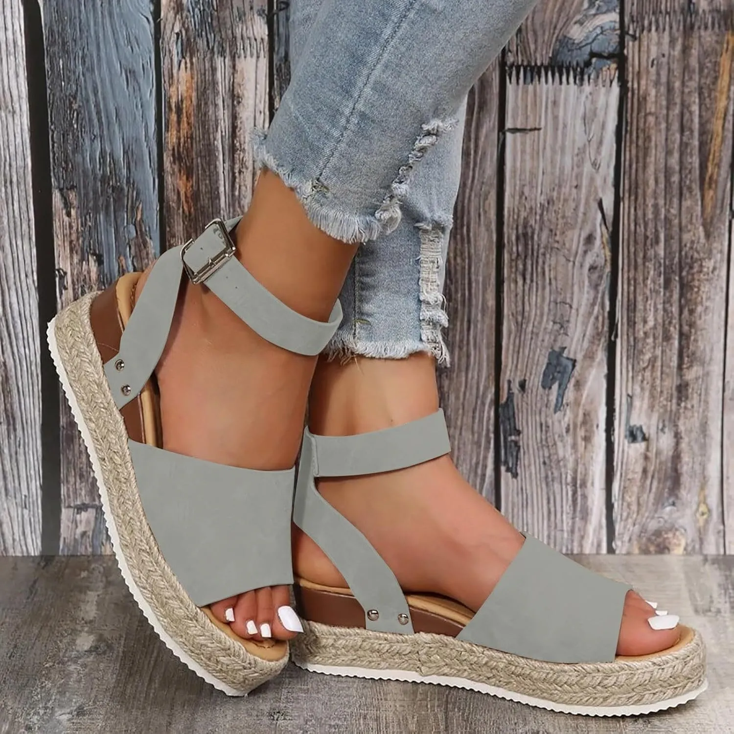 Summer Sandals for Women 2025 Women's Platform Open Toe Buckle Ankle Strap Sandal Comfortable Dressy Wedge Sandals Shoes for Vacation Party Wedding