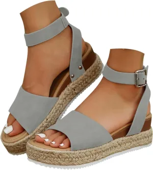 Summer Sandals for Women 2025 Women's Platform Open Toe Buckle Ankle Strap Sandal Comfortable Dressy Wedge Sandals Shoes for Vacation Party Wedding
