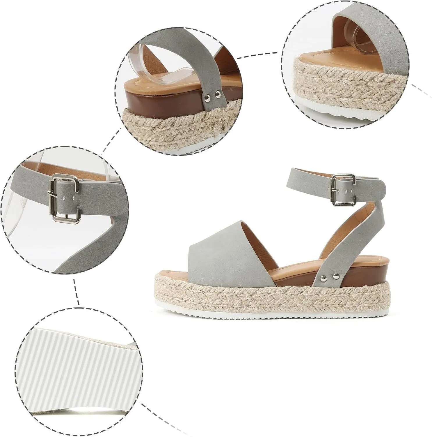 Summer Sandals for Women 2025 Women's Platform Open Toe Buckle Ankle Strap Sandal Comfortable Dressy Wedge Sandals Shoes for Vacation Party Wedding
