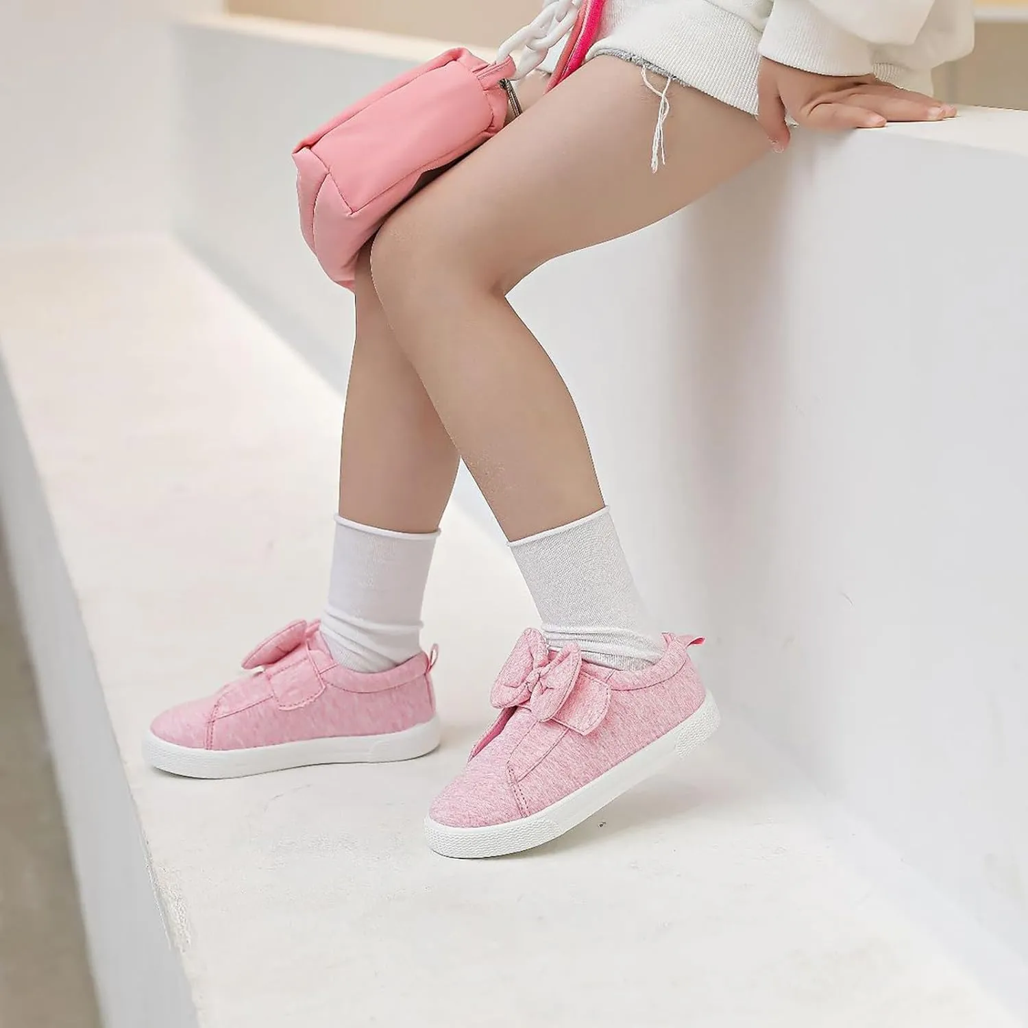 Toddler Lightweight Sneakers Walking Shoes for Kids Casual Shoes Cute Cotton Bowknot Running Tennis Girl Shoes Size 6