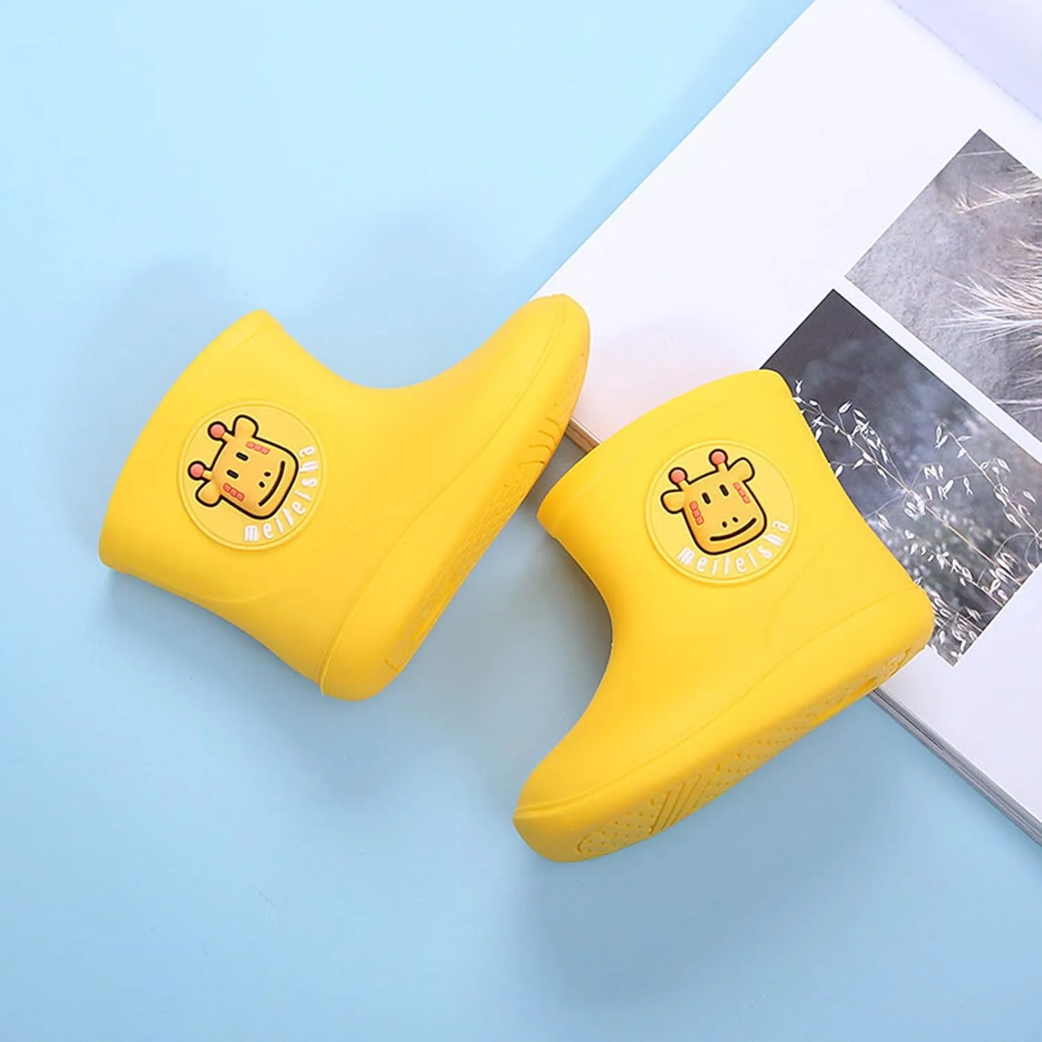 Unisex Child Classic Rain Boots Baby Rain Boots Infant Cartoon Boys Girls Rubber Waterproof Rain Shoes 1-6 Years Old