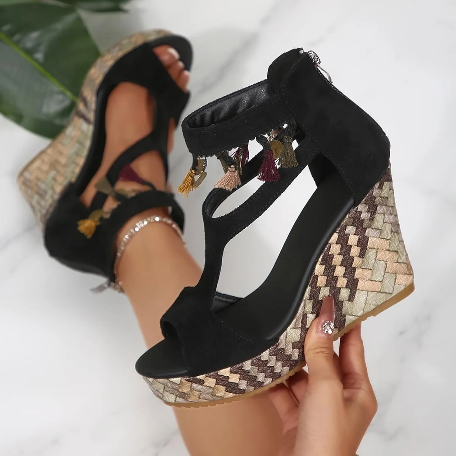 Wedge Sandals for Women 2025 Orthopedic Wedge Sandal Open Toe Espadrilles Comfortable Dressy Ankle Strap Platform Boho Beach Summer Shoe Casual Outdoor Vacation Party Shoes