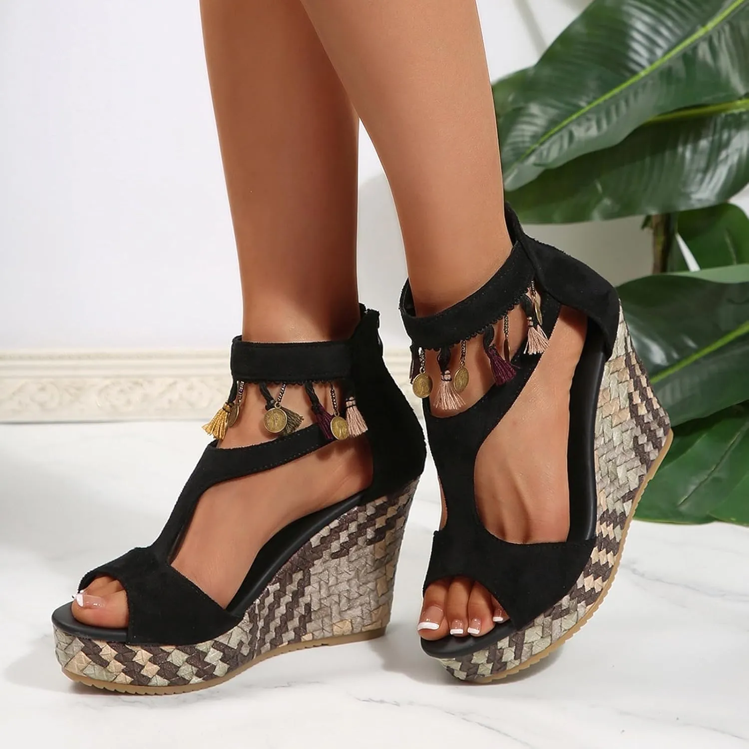 Wedge Sandals for Women 2025 Orthopedic Wedge Sandal Open Toe Espadrilles Comfortable Dressy Ankle Strap Platform Boho Beach Summer Shoe Casual Outdoor Vacation Party Shoes