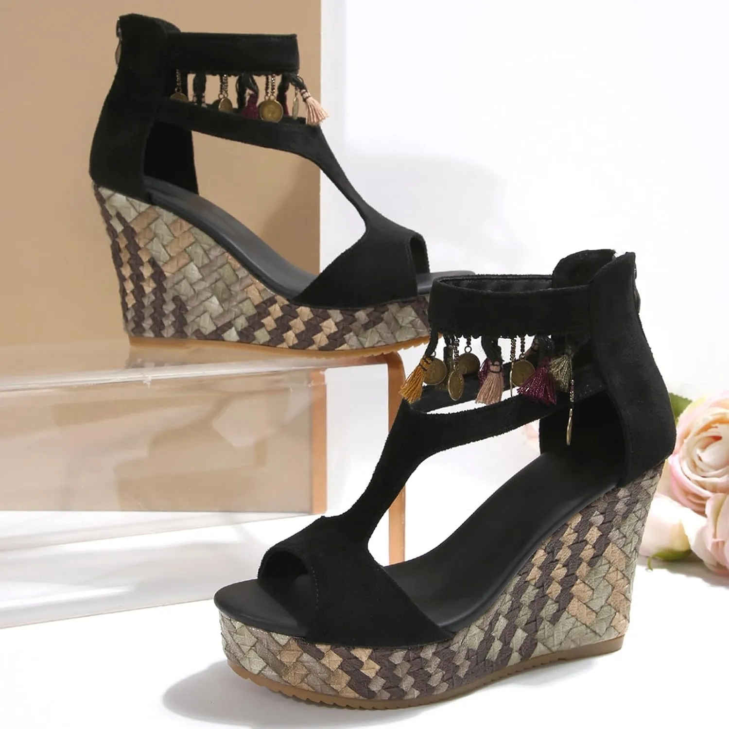 Wedge Sandals for Women 2025 Orthopedic Wedge Sandal Open Toe Espadrilles Comfortable Dressy Ankle Strap Platform Boho Beach Summer Shoe Casual Outdoor Vacation Party Shoes