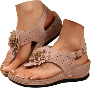 Wedge Sandals For Women 2025 Summer Orthopedic Slip On Beach Sandal Dressy Arch Support Wedge Shoe Vintage Flip Flops Casual Boho Slipper Beach Vacation Shoes