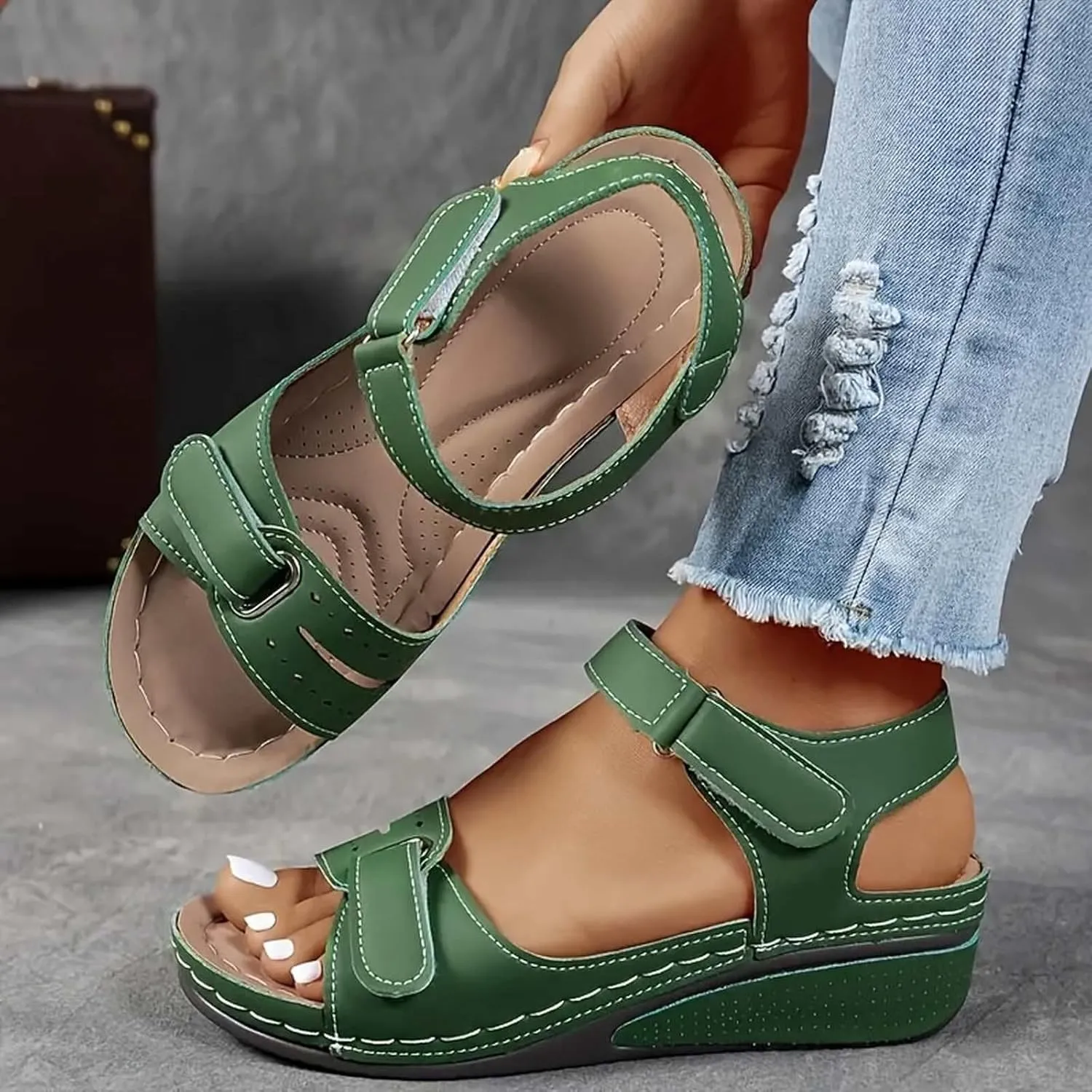 Wedge Sandals For Women 2025 Zapatos Para Mujer Arch Support Comfortable Dressy Platform Summer Beach Walking Flat Casual Shoes
