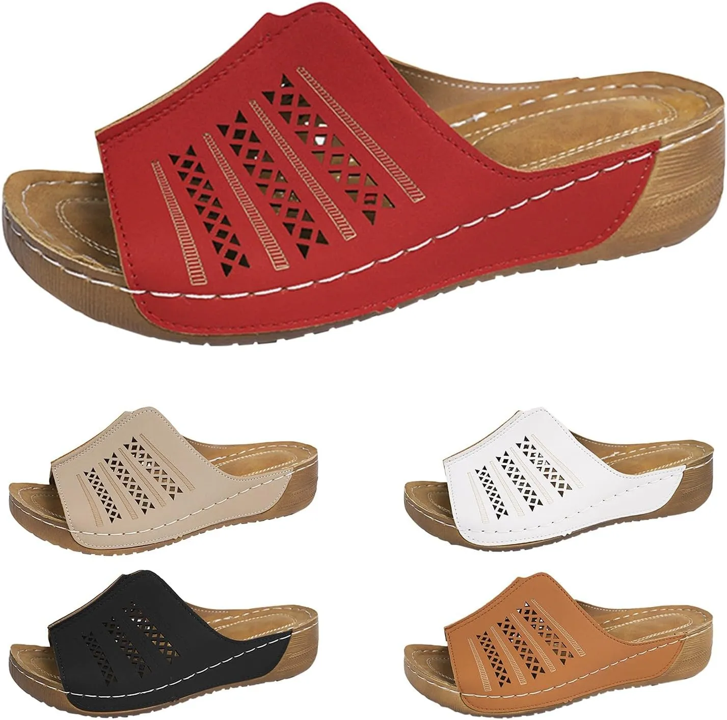 Wedge Sandals for Women Dressy Platform Slides Summer Comfortable Arch Support Slip On Sandals Orthotic Walking Shoes