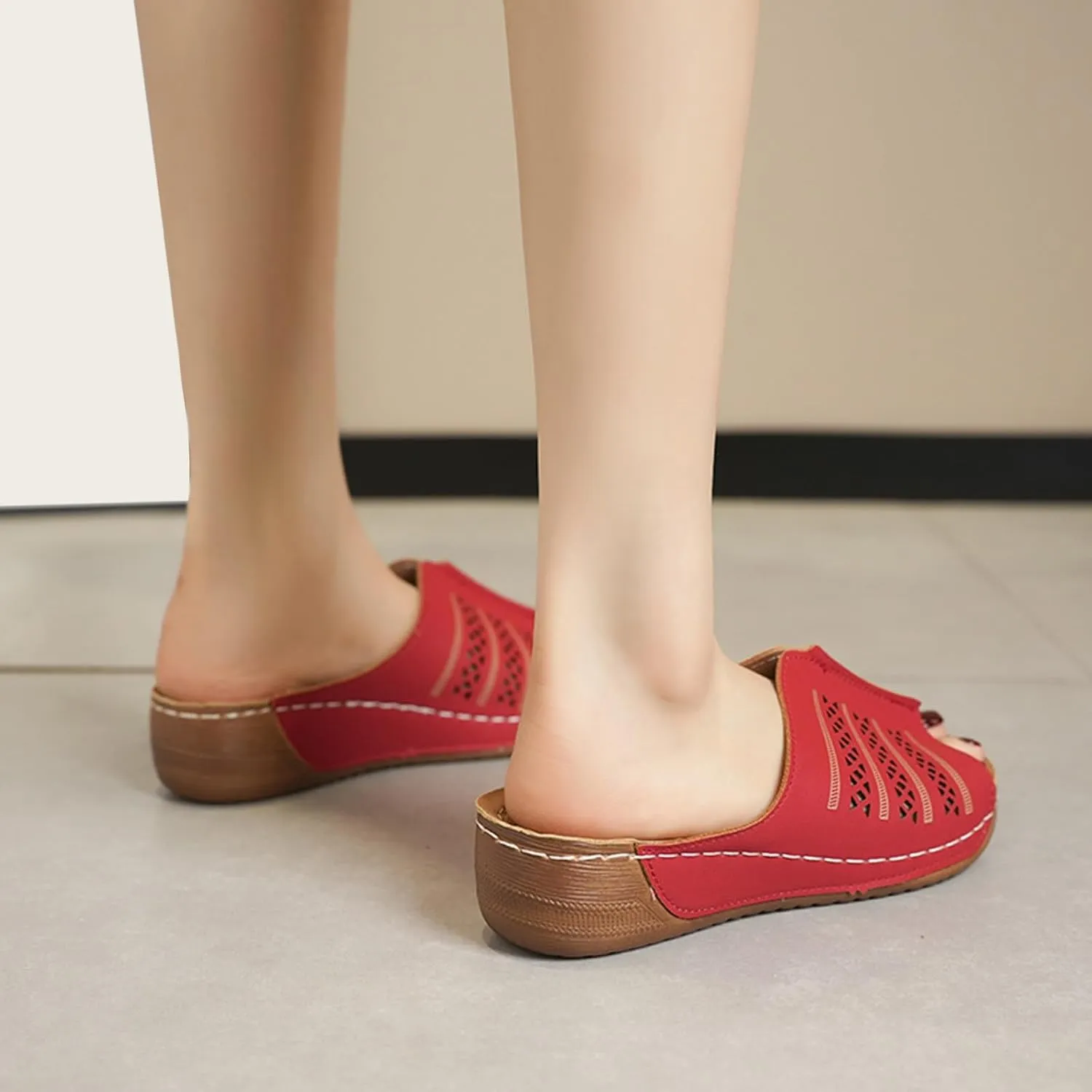 Wedge Sandals for Women Dressy Platform Slides Summer Comfortable Arch Support Slip On Sandals Orthotic Walking Shoes
