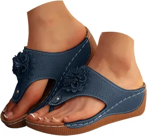 Wedge Sandals for Women Flower Summer Flip Flops Women's Orthopedic Slides Indoor Slippers, Gift For Mom/Wife