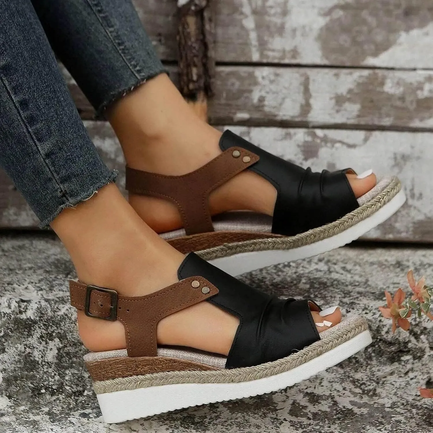 Wedge Sandals for Women Open Toe Ankle Strap Wedge Heels Sandals Platform Sandals Wide Width Comfortable Orthopedic Casual
