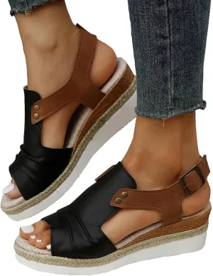 Wedge Sandals for Women Open Toe Ankle Strap Wedge Heels Sandals Platform Sandals Wide Width Comfortable Orthopedic Casual