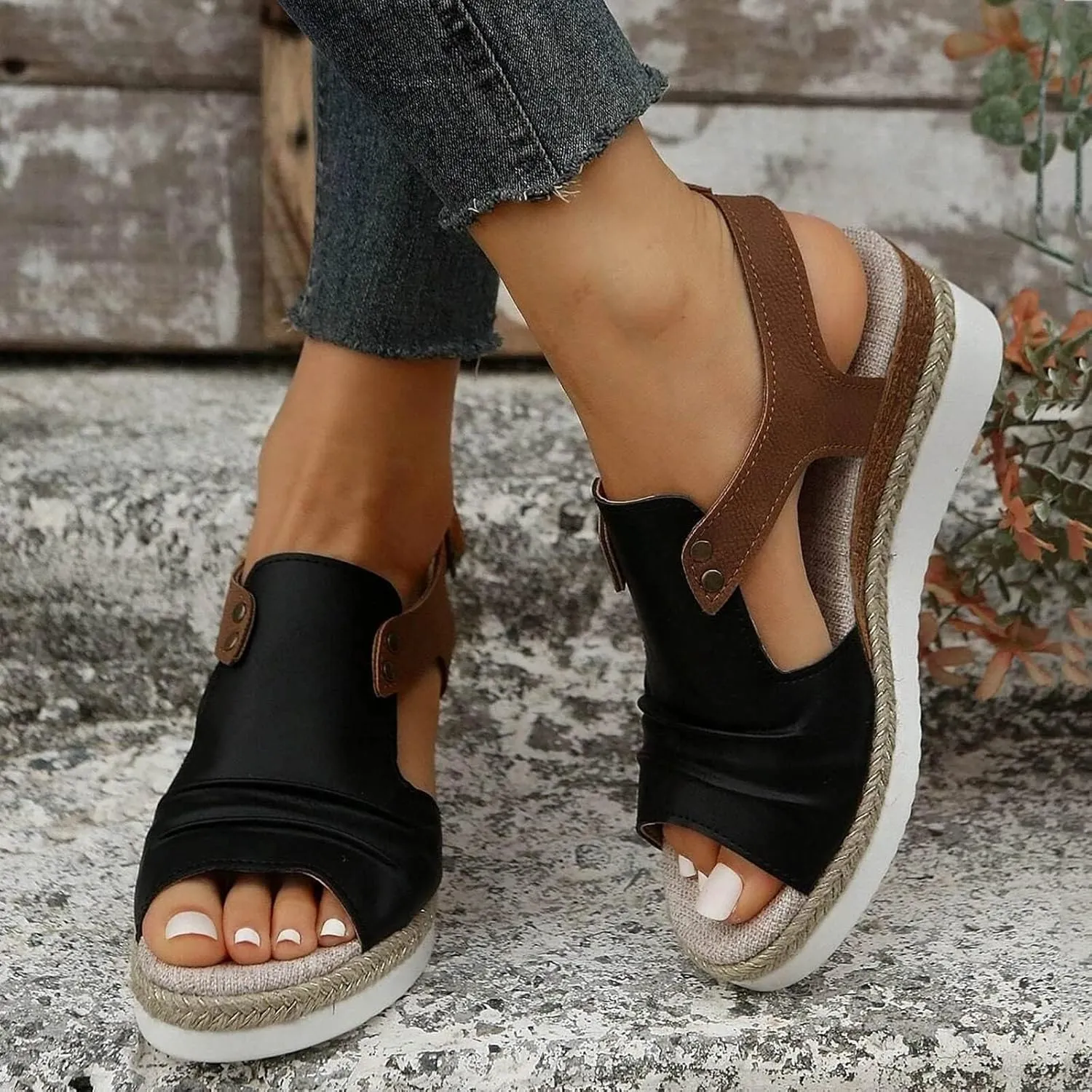 Wedge Sandals for Women Open Toe Ankle Strap Wedge Heels Sandals Platform Sandals Wide Width Comfortable Orthopedic Casual