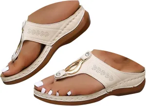 Wedge Sandals for Women Summer Dressy 2025 New Orthopedic Arch Support Walking Slippers Slip On Sandal Womens Anti-Slip Breathable Sandals Summer Flat Shoes