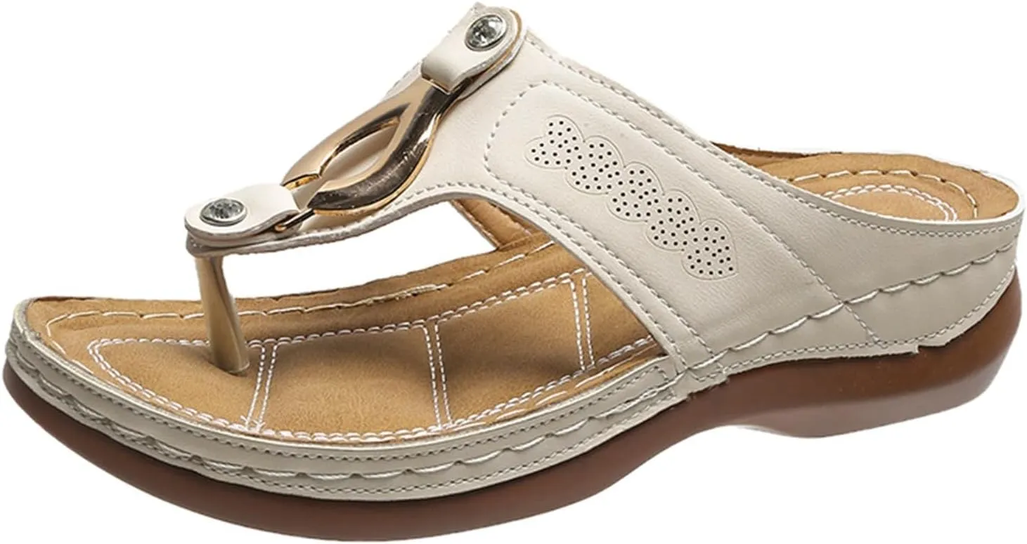 Wedge Sandals for Women Summer Dressy 2025 New Orthopedic Arch Support Walking Slippers Slip On Sandal Womens Anti-Slip Breathable Sandals Summer Flat Shoes