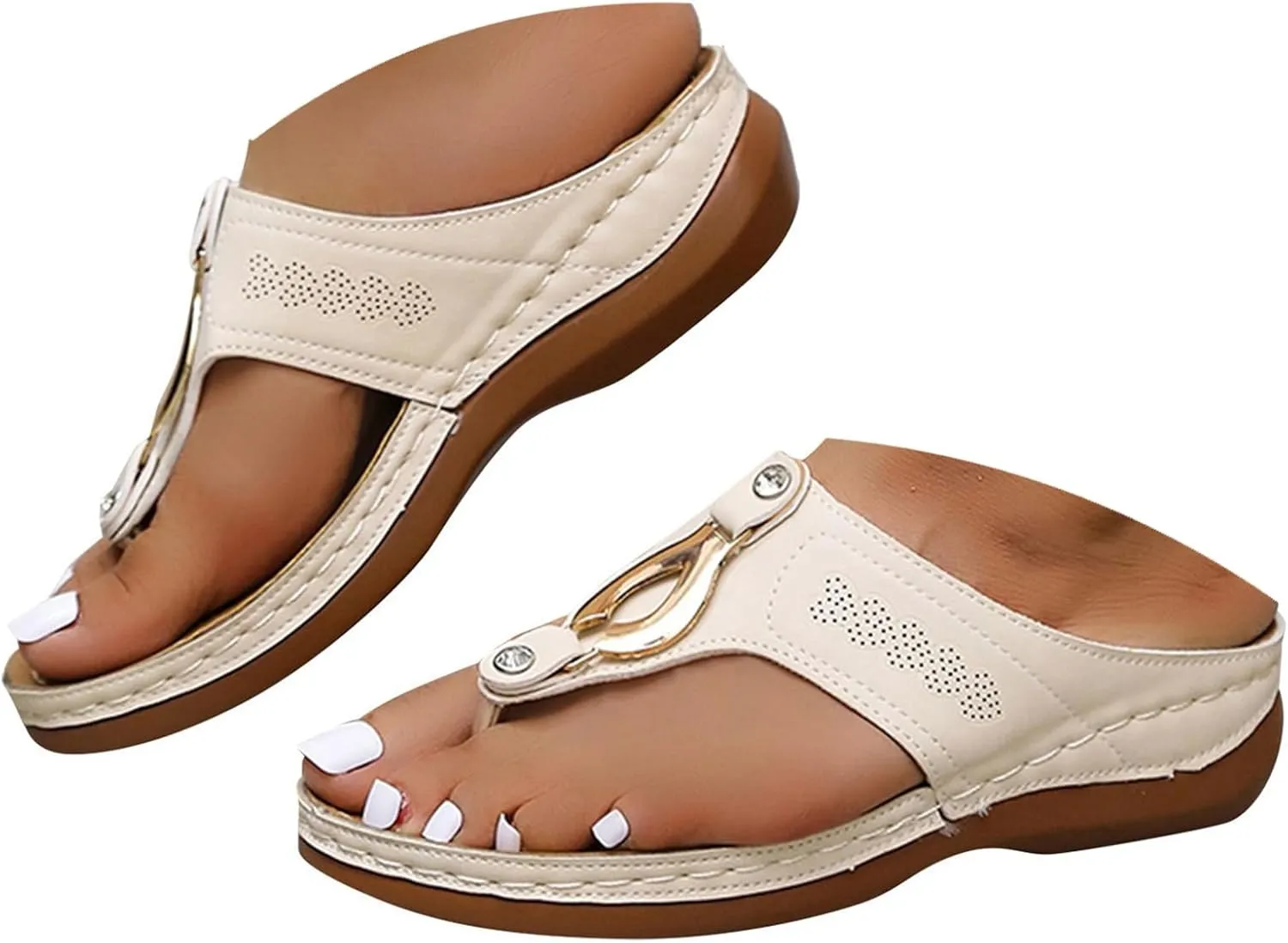 Wedge Sandals for Women Summer Dressy 2025 New Orthopedic Arch Support Walking Slippers Slip On Sandal Womens Anti-Slip Breathable Sandals Summer Flat Shoes