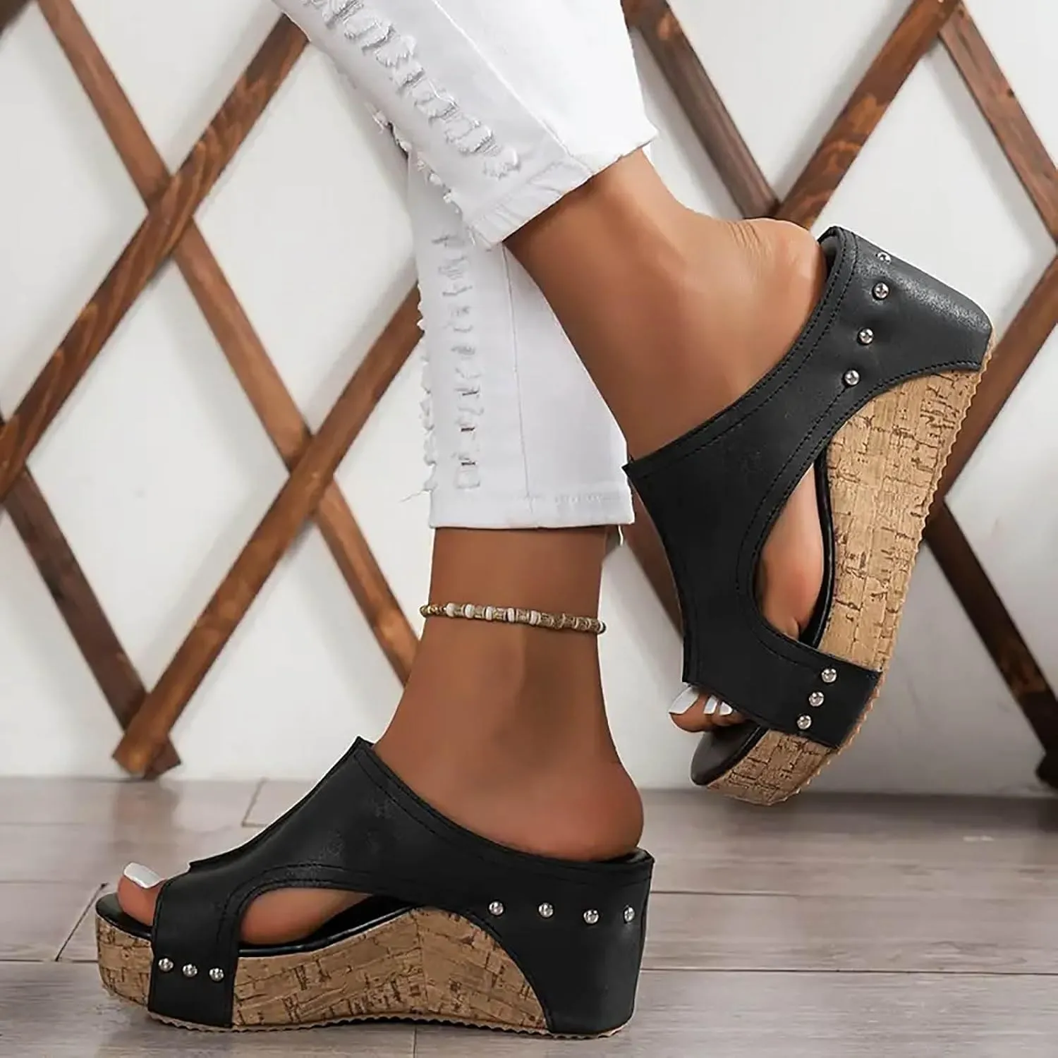 Wedge Sandals for Women Summer Dressy 2025 Womens Width Wedge Sandals Spring Summer Shoes Casual Platform Styles Open Toe Slip On Slides Cutout Comfortable Vacation Shoe