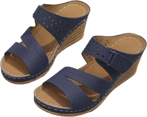 Wedge Sandals Women Platform, Women Casual Comfortable Open Toe Wedges Shoes, Dressy Summer Mid Heels Slip On Slides Slipper