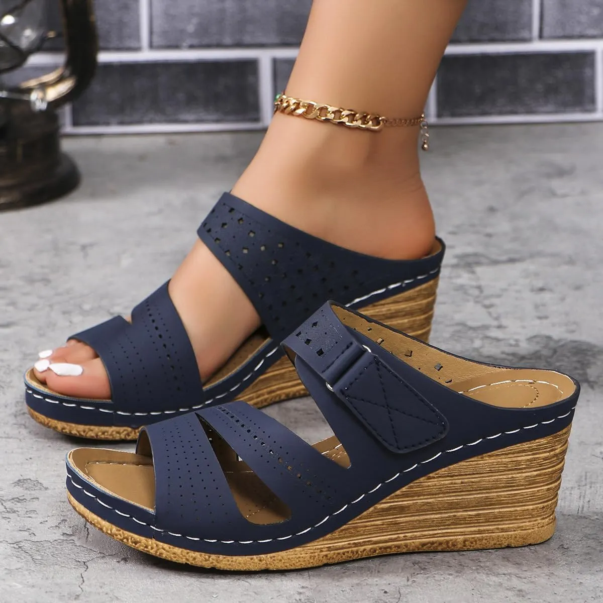 Wedge Sandals Women Platform, Women Casual Comfortable Open Toe Wedges Shoes, Dressy Summer Mid Heels Slip On Slides Slipper