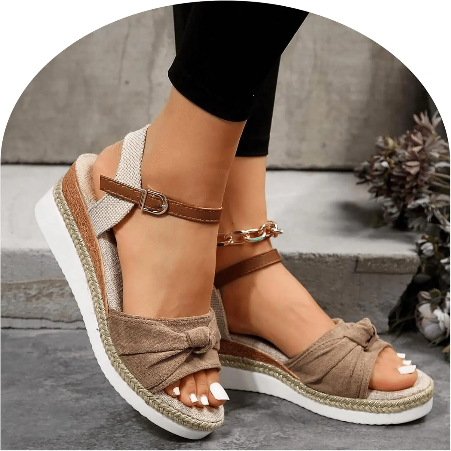 Wide Width Platform Wedge Sandals for Women Summer Dressy 2025, Orthopedic Wedge Open Toe Platform Shoes Casual Boho Slip on Beach Slippers Comfortable Outdoor Shoes