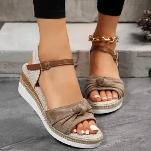 Wide Width Platform Wedge Sandals for Women Summer Dressy 2025, Orthopedic Wedge Open Toe Platform Shoes Casual Boho Slip on Beach Slippers Comfortable Outdoor Shoes
