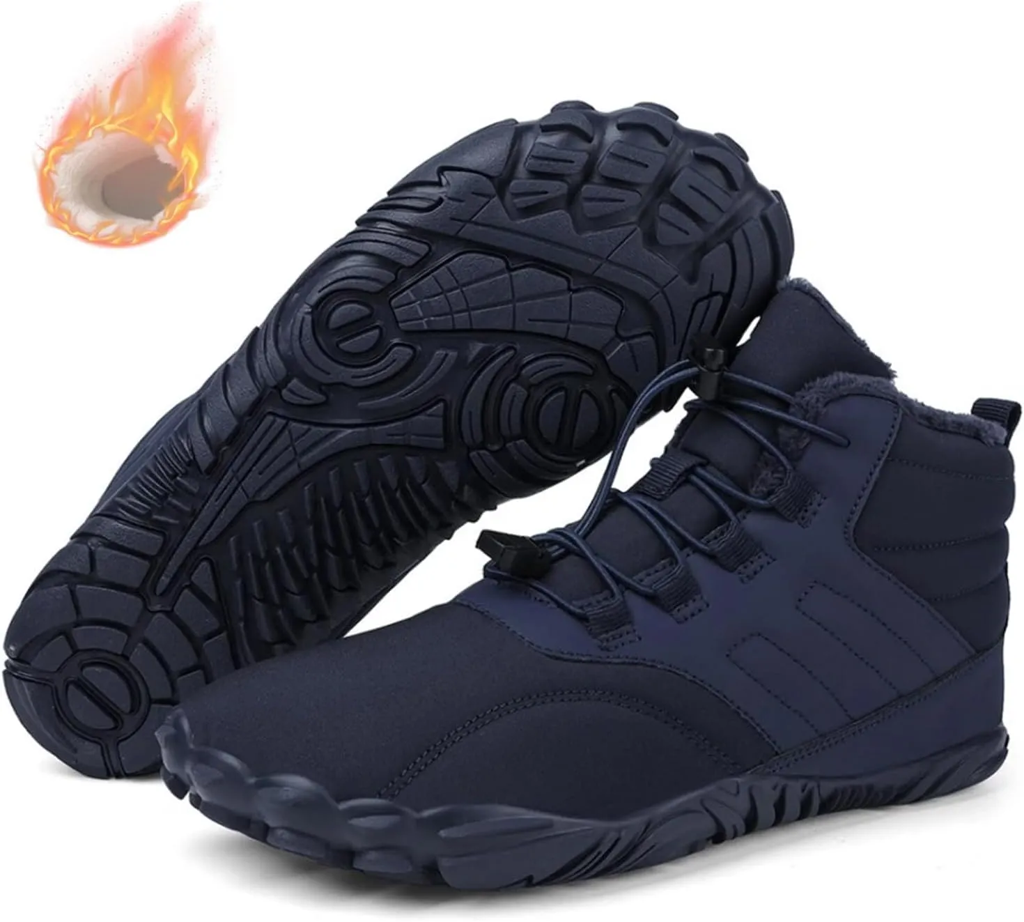Winter Barefoot Shoes Women Men, Hiking Footwear Barefoot Snow Boots, Wide Toe Box Minimalist Sole Cotton Boots Sneakers for Hiking Walking Outdoor Unisex