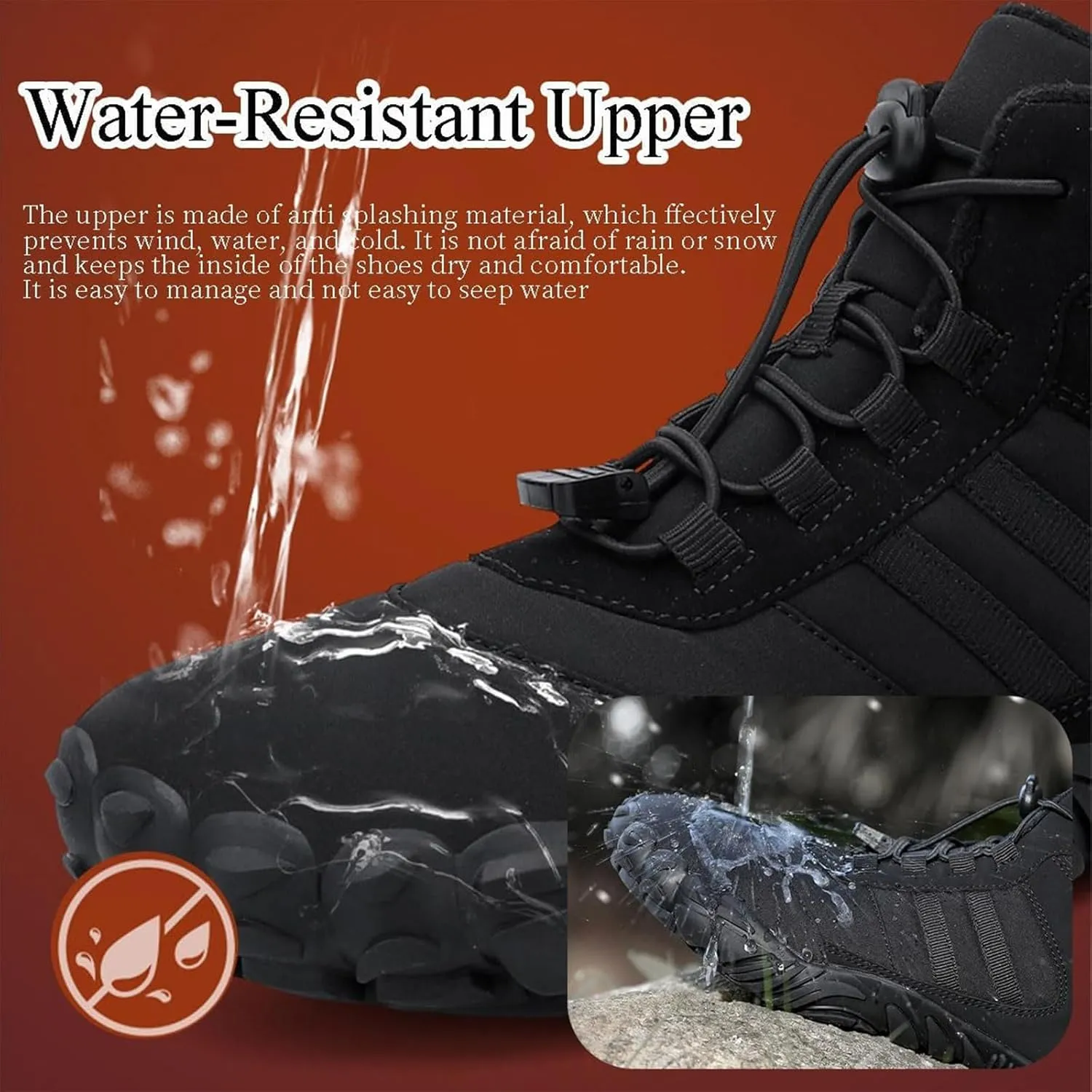 Winter Barefoot Shoes Women Men, Hiking Footwear Barefoot Snow Boots, Wide Toe Box Minimalist Sole Cotton Boots Sneakers for Hiking Walking Outdoor Unisex