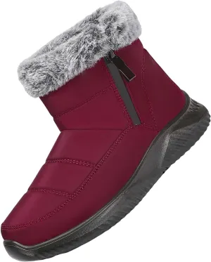 Winter Boots for Women Snow Warm Fu Lined aterproof Ankle Booties Slip On Non Slip Flat Comfortable Womens Shoes
