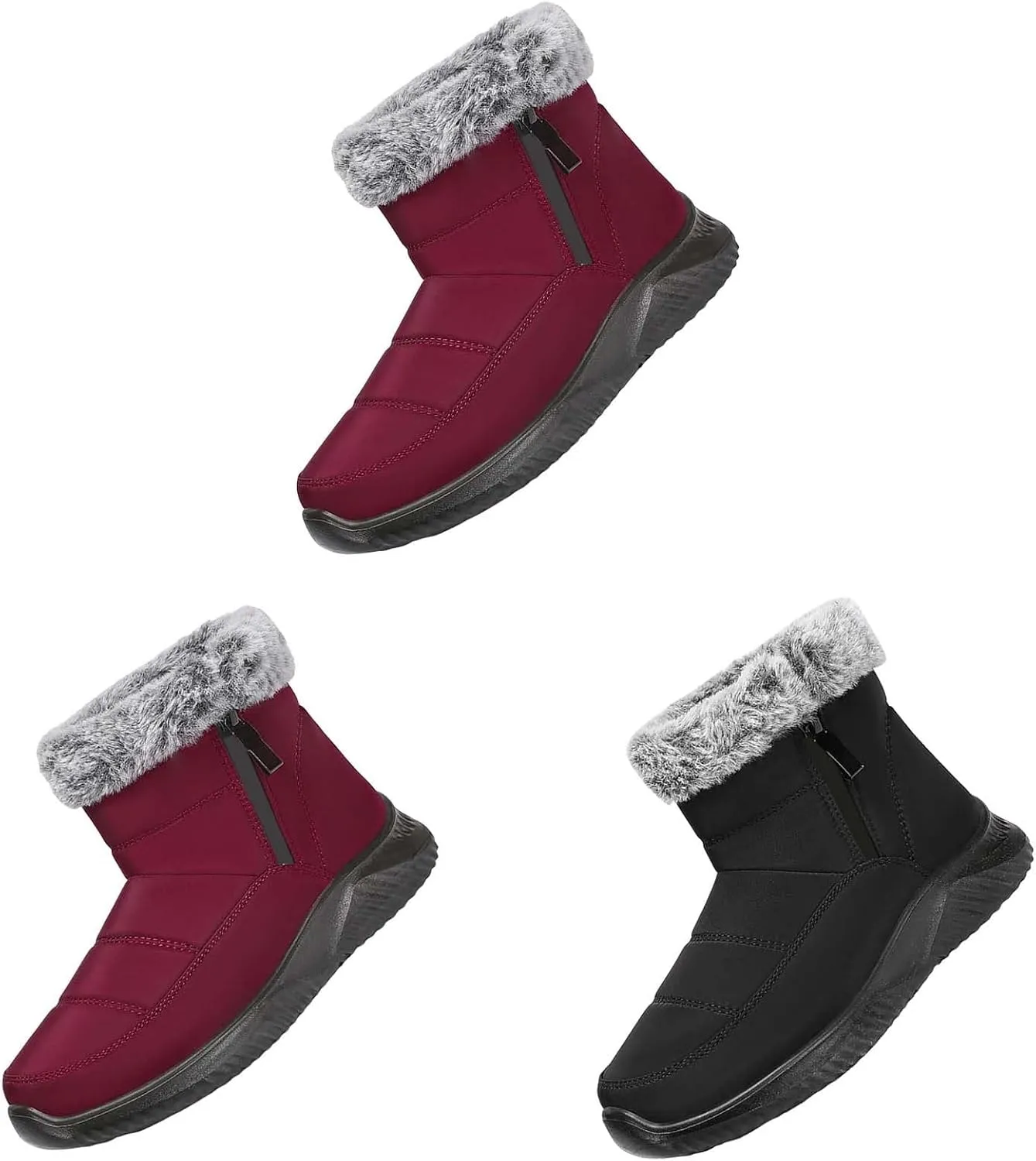 Winter Boots for Women Snow Warm Fu Lined aterproof Ankle Booties Slip On Non Slip Flat Comfortable Womens Shoes