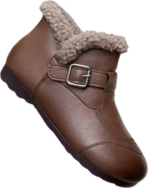 Winter Boots Men and Women's Ankle Snow Boots Slip On Winter Waterproof Plush Lined Outdoor Anti-Slip Shoes