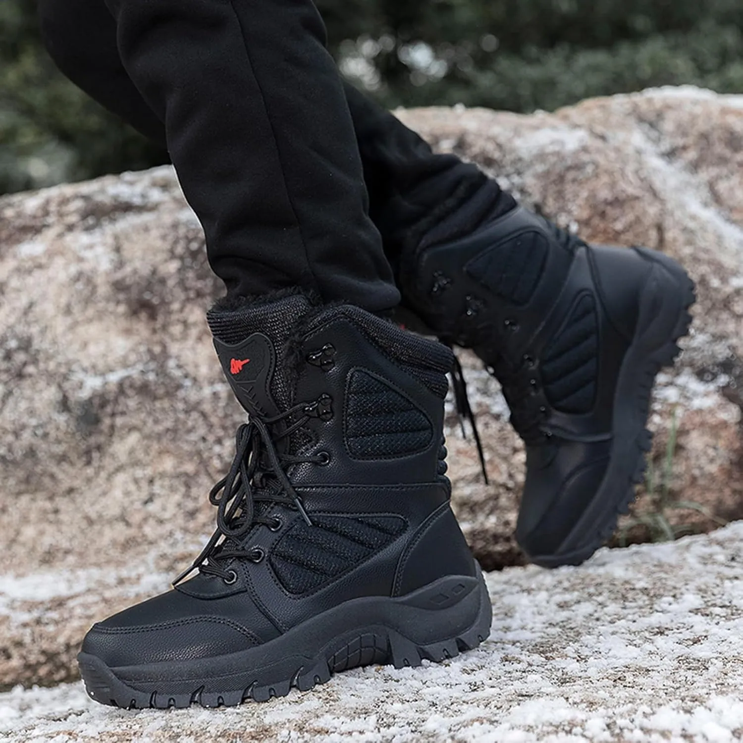 Winter Work Boots,Outdoor High Top Cold-Weather Warm Snow Boots for Men,Comfortable Slip Resistant Snow Shoes for Mens Waterproof,for Camping/Hiking
