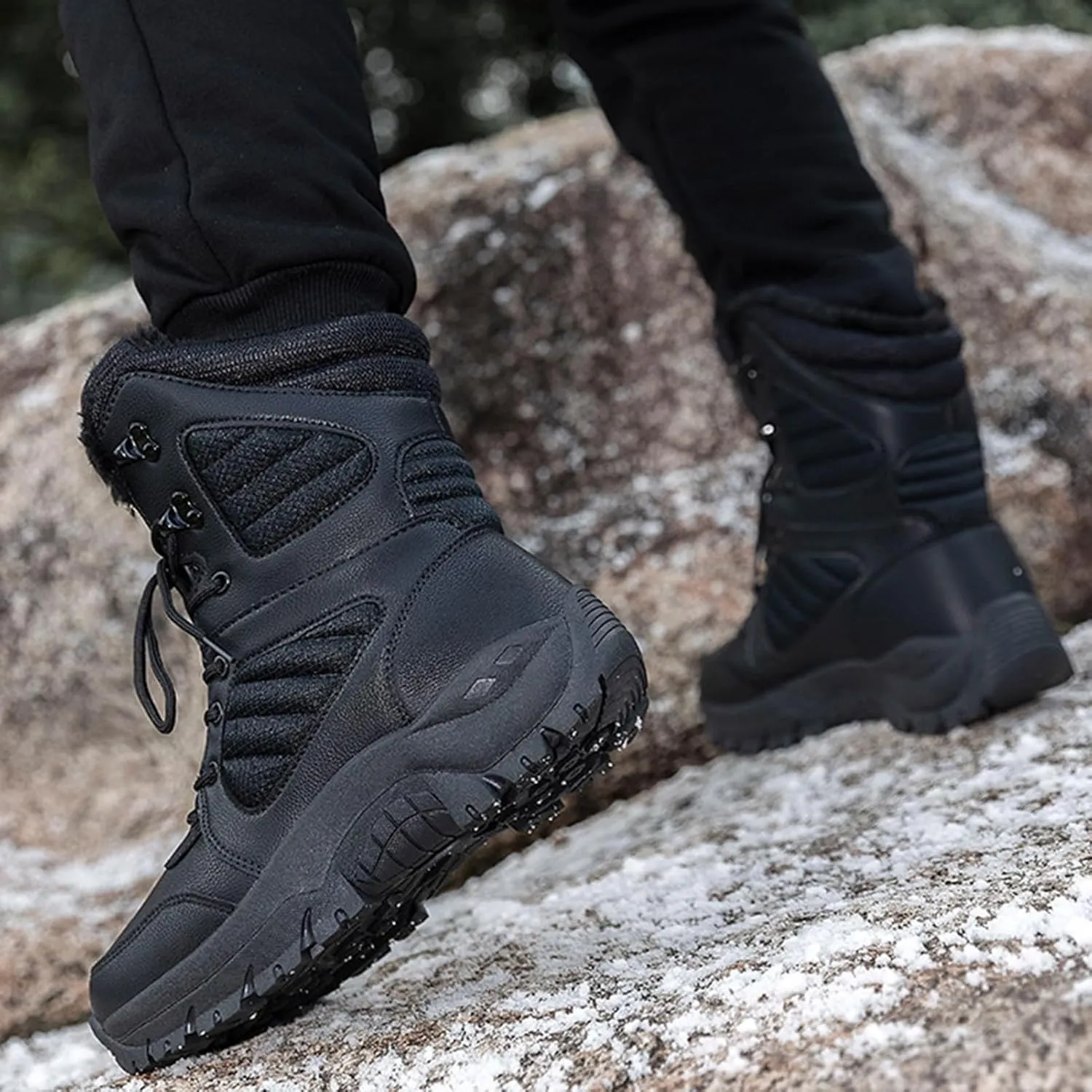 Winter Work Boots,Outdoor High Top Cold-Weather Warm Snow Boots for Men,Comfortable Slip Resistant Snow Shoes for Mens Waterproof,for Camping/Hiking