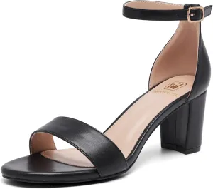 Women Open Toe Low Chunky Short Heels Ankle Strap Block Heel Sandals Party Dress Wedding Pump Shoes