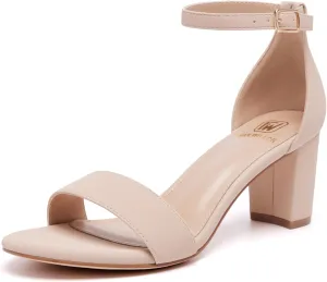 Women Open Toe Low Chunky Short Heels Ankle Strap Block Heel Sandals Party Dress Wedding Pump Shoes