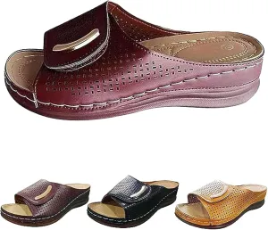 Women Peep Toe Hollow Out Orthopedic Slippers,Orthopedic Slippers for Women with Arch Support (Wine Red,41)