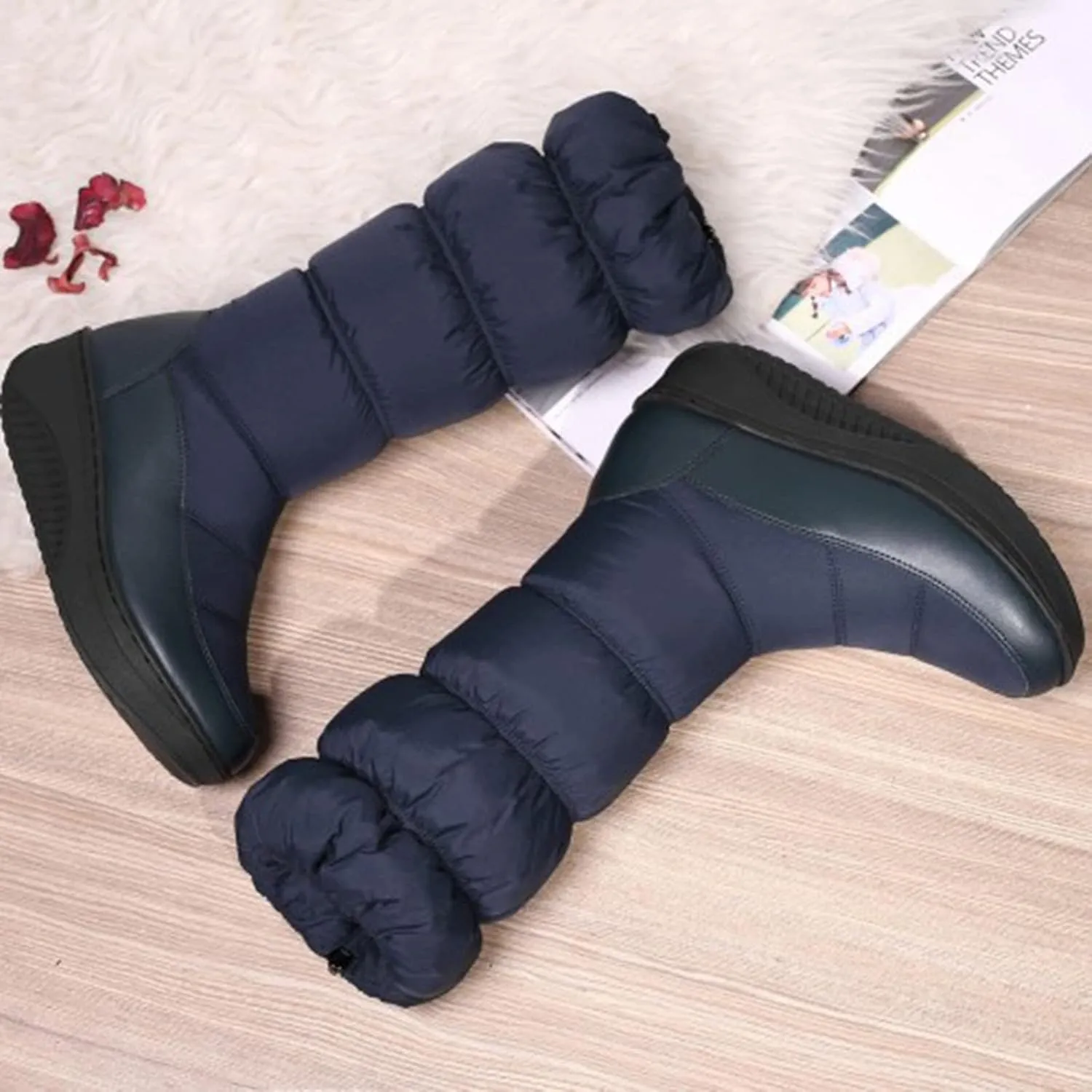 Women Snow Boots Waterproof Anti-slip Winter Boots Classic Fuzzy Fur Booties Winter Warm Outdoor Ankle Boots Ladies Walking Hiking Booties
