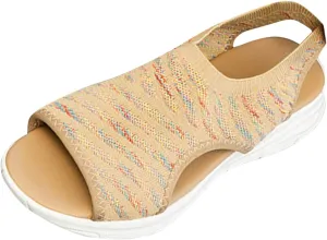 Women's 2025 Orthopedic Sport Sandals Fashionable Open Toe Thick Soled Wedge Ankle Shoes Summer Washable Slingback Orthopedic Knit Sandals