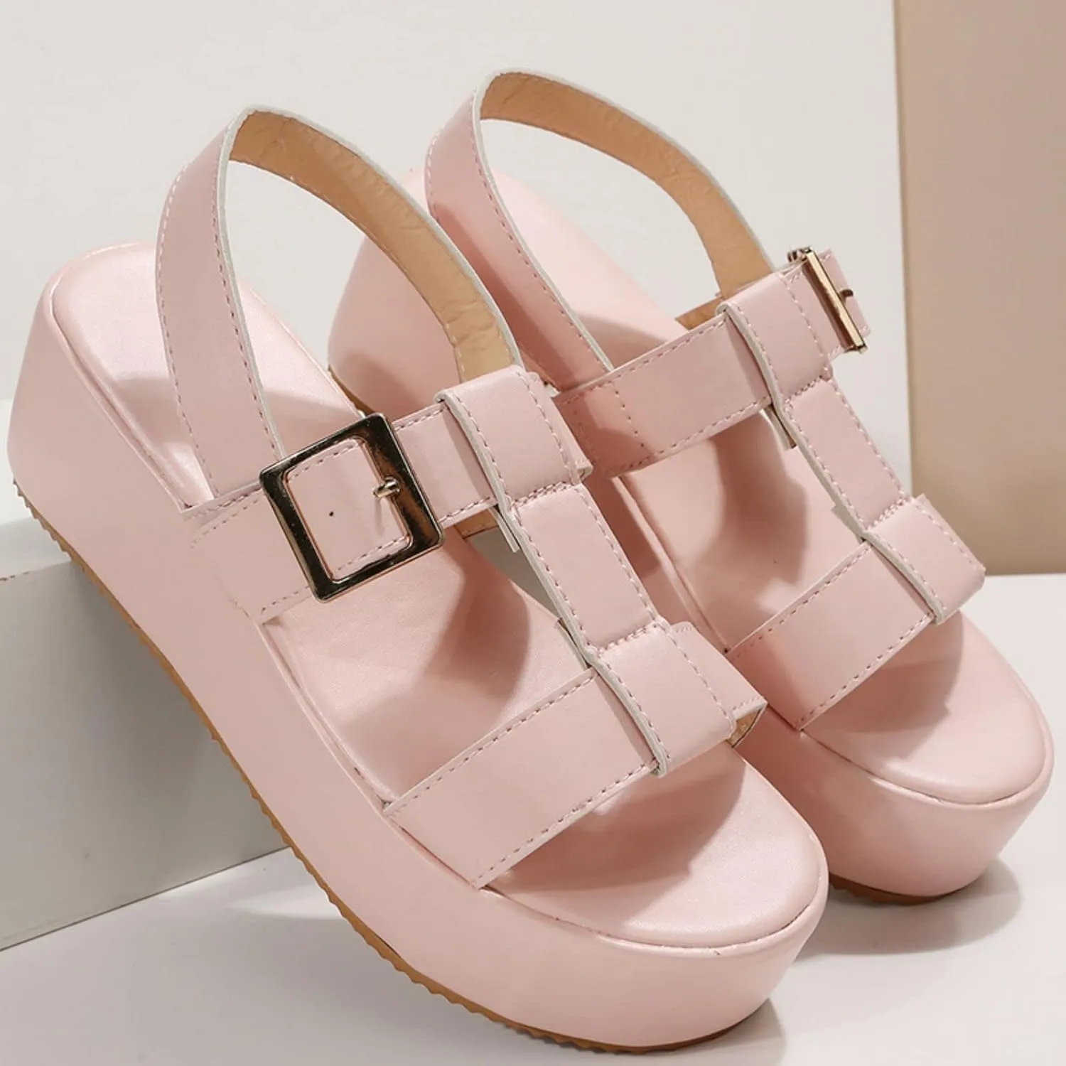 Women's Casual Wedge Sandals,Breathable Walking Orthopedic Support Sandals,Adjustable Ankle Strap Buckle Open Toe Platform Sandal
