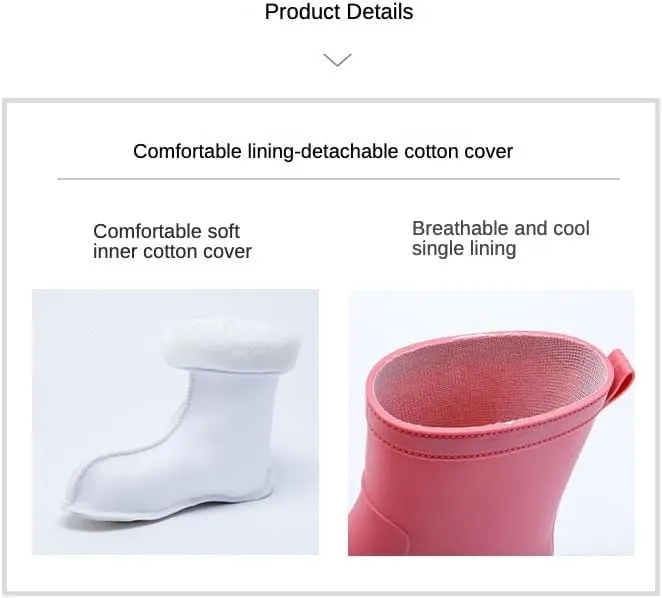 Women's Cute Cartoon Rain Boots Plush Lined Non-Slip Waterproof Shoes Student Short Boots Outdoor Water Shoes