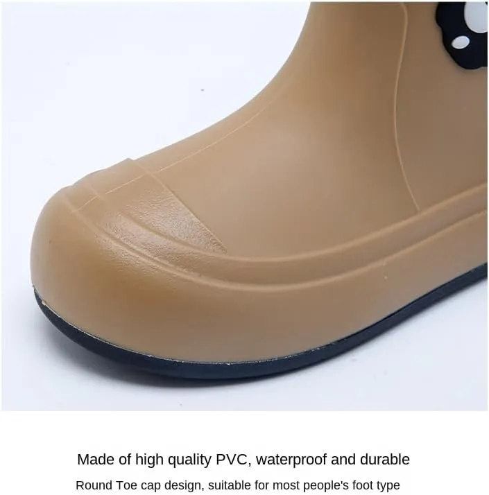 Women's Cute Cartoon Rain Boots Plush Lined Non-Slip Waterproof Shoes Student Short Boots Outdoor Water Shoes